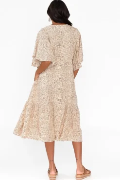 Midi Dresses<Cali and Co Marianna Brown Animal Pocket Dress