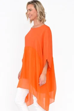 Linen Tops<Fabuler Marietta Orange Silk Linen Top