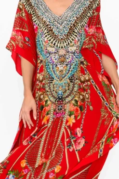 Maxi Dresses<Fashion Spectrum Marigold Red Silk Maxi Kaftan