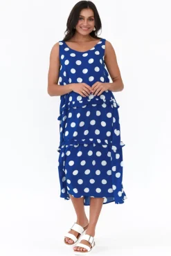 Midi Dresses<Threadz Marissa Cobalt Spot Frill Dress