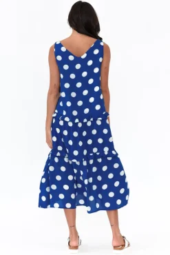 Midi Dresses<Threadz Marissa Cobalt Spot Frill Dress