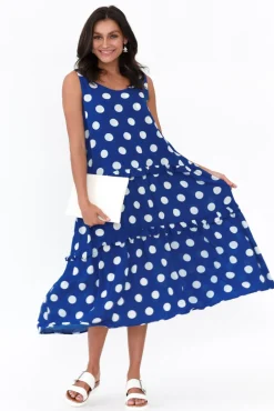 Midi Dresses<Threadz Marissa Cobalt Spot Frill Dress