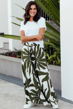 Pants<Label Of Love Marit Green Leaf Wide Leg Pant