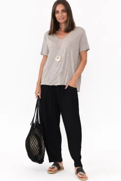 Cotton Tops<Cotton Village Marley Oat Crinkle Cotton Short Sleeve Top