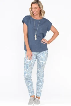 Cotton Tops<Cafe Latte Marlin Blue Wash Cotton Tee