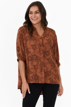 Sleeved Tops<Willow Tree Marsden Rust Garden Button Top