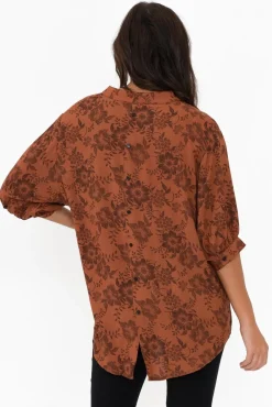 Sleeved Tops<Willow Tree Marsden Rust Garden Button Top