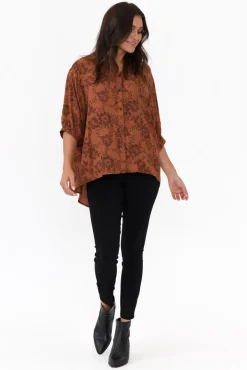 Sleeved Tops<Willow Tree Marsden Rust Garden Button Top