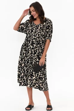 Midi Dresses<Willow Tree Martin Black Garden Pocket Dress