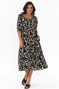Midi Dresses<Willow Tree Martin Black Garden Pocket Dress