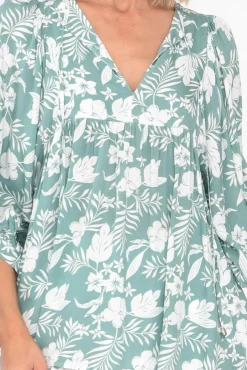 Sleeved Tops<New U Collection Marylee Sage Garden Gathered Top