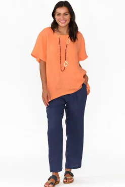 Pants<Cali and Co Marylou Navy Linen Pocket Pant