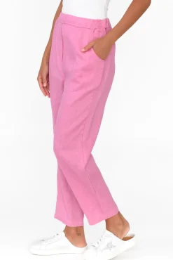Pants<Cali and Co Marylou Pink Linen Pocket Pant