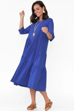 Cotton Dresses<Tirelli Masie Cobalt Diagonal Gathered Dress
