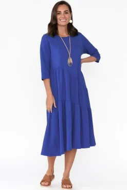 Cotton Dresses<Tirelli Masie Cobalt Diagonal Gathered Dress
