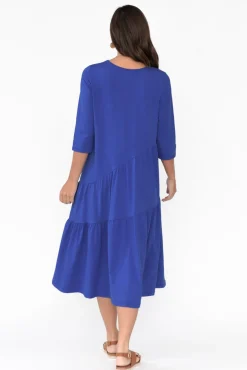 Cotton Dresses<Tirelli Masie Cobalt Diagonal Gathered Dress