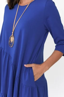 Cotton Dresses<Tirelli Masie Cobalt Diagonal Gathered Dress