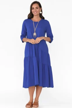 Cotton Dresses<Tirelli Masie Cobalt Diagonal Gathered Dress