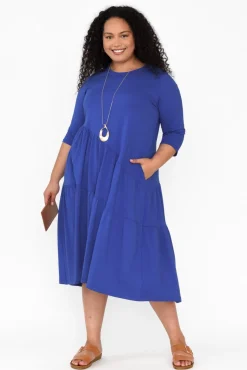 Cotton Dresses<Tirelli Masie Cobalt Diagonal Gathered Dress