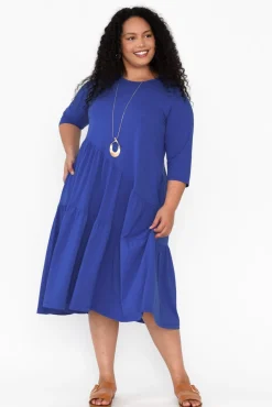 Cotton Dresses<Tirelli Masie Cobalt Diagonal Gathered Dress