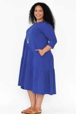 Cotton Dresses<Tirelli Masie Cobalt Diagonal Gathered Dress