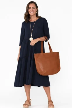Cotton Dresses<Tirelli Masie Deep Navy Diagonal Gathered Dress