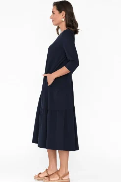 Cotton Dresses<Tirelli Masie Deep Navy Diagonal Gathered Dress