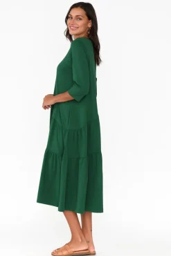 Cotton Dresses<Tirelli Masie Emerald Diagonal Gathered Dress