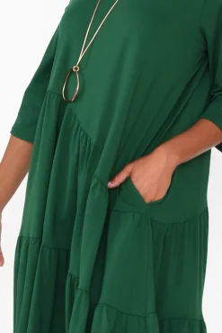 Cotton Dresses<Tirelli Masie Emerald Diagonal Gathered Dress