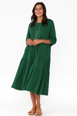 Cotton Dresses<Tirelli Masie Emerald Diagonal Gathered Dress