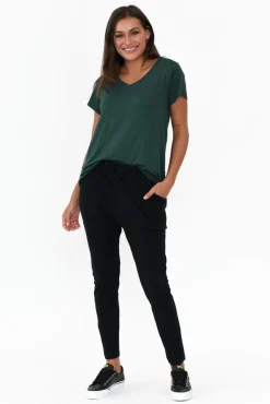 Sleeved Tops<Betty Basics Matilda Forest Green V Neck Tee