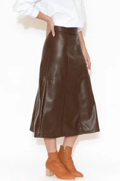 Skirts<Brave u0026 True Matrix Chocolate Faux Leather Midi Skirt