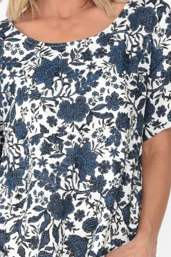 Linen Dresses<Cali and Co Mattie Navy Garden Linen Dress