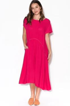 Linen Dresses<Wednesday Lulu Maureen Hot Pink Linen Smock Dress