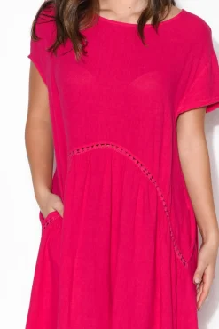 Linen Dresses<Wednesday Lulu Maureen Hot Pink Linen Smock Dress