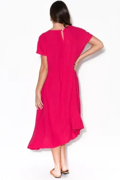Linen Dresses<Wednesday Lulu Maureen Hot Pink Linen Smock Dress