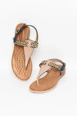 Flat Sandals<Laguna Quays Mawa Navy Cheetah Sandal