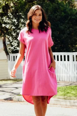 Cotton Dresses<Betty Basics Maxine Hot Pink Cotton T-Shirt Dress