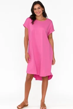 Cotton Dresses<Betty Basics Maxine Hot Pink Cotton T-Shirt Dress