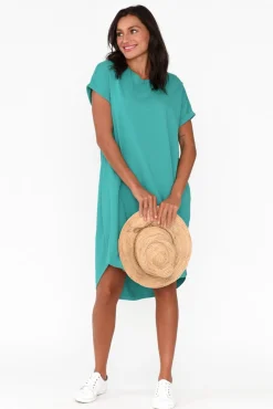 Cotton Dresses<Betty Basics Maxine Jade Green Cotton T-Shirt Dress