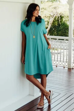 Cotton Dresses<Betty Basics Maxine Jade Green Cotton T-Shirt Dress