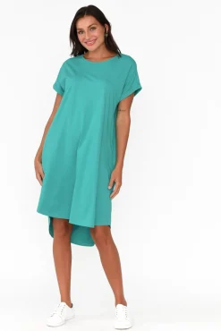 Cotton Dresses<Betty Basics Maxine Jade Green Cotton T-Shirt Dress