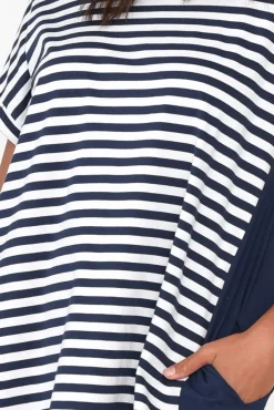Cotton Dresses<Betty Basics Maxine Navy Stripe Cotton T-Shirt Dress