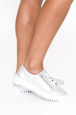 Leather Sneakers<Bay Lane Medusa Silver Platform Sneaker