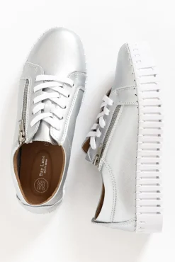 Leather Sneakers<Bay Lane Medusa Silver Platform Sneaker