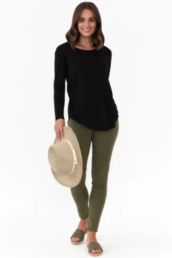 Cotton Tops<Betty Basics Megan Black Cotton Long Sleeve Top