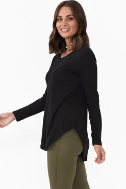 Cotton Tops<Betty Basics Megan Black Cotton Long Sleeve Top