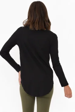 Cotton Tops<Betty Basics Megan Black Cotton Long Sleeve Top