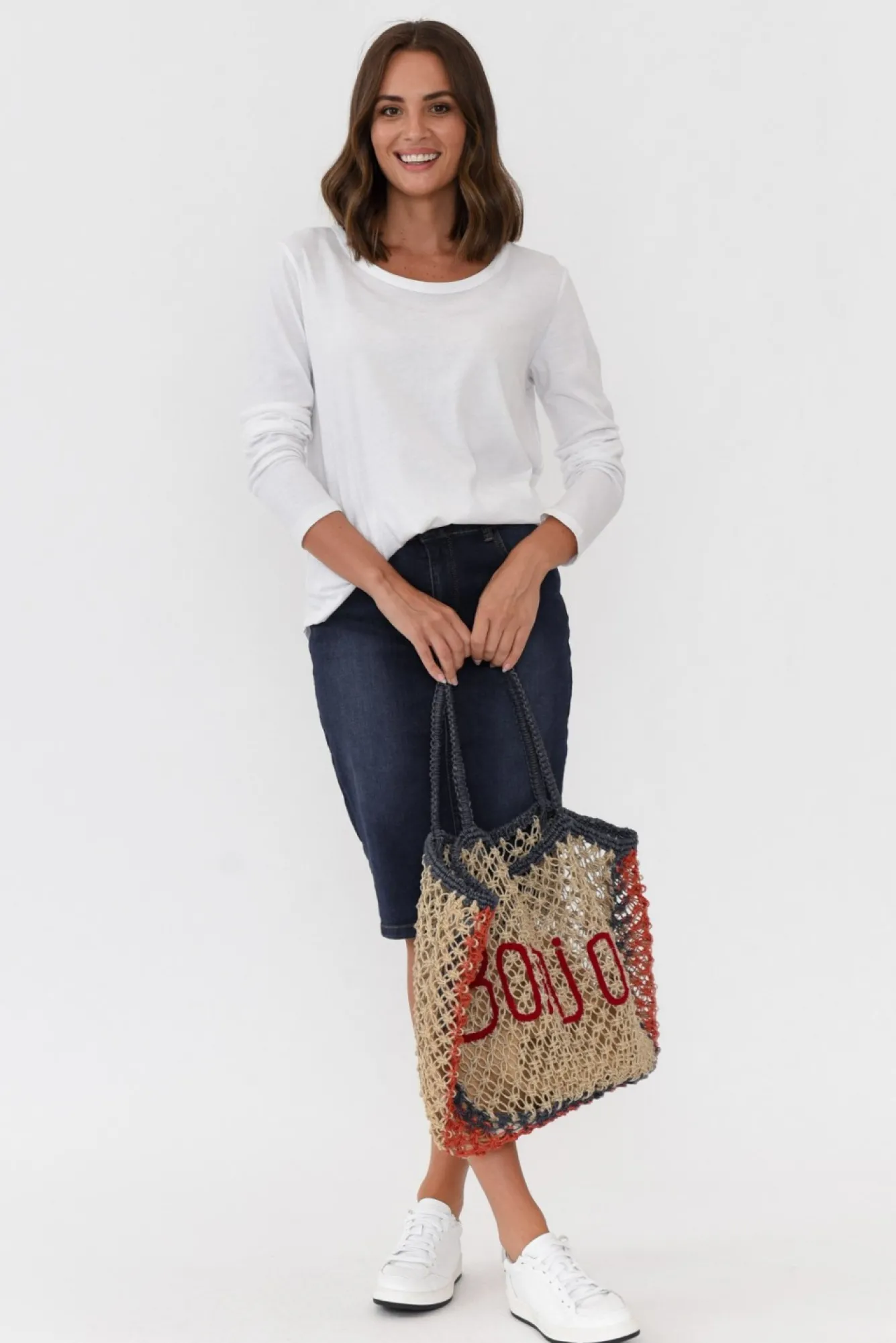 Cotton Tops<Betty Basics Megan White Cotton Long Sleeve Top