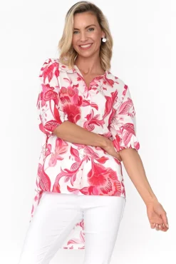 Cotton Tops<Liberty Rose Meghan Pink Floral Cotton Shirt